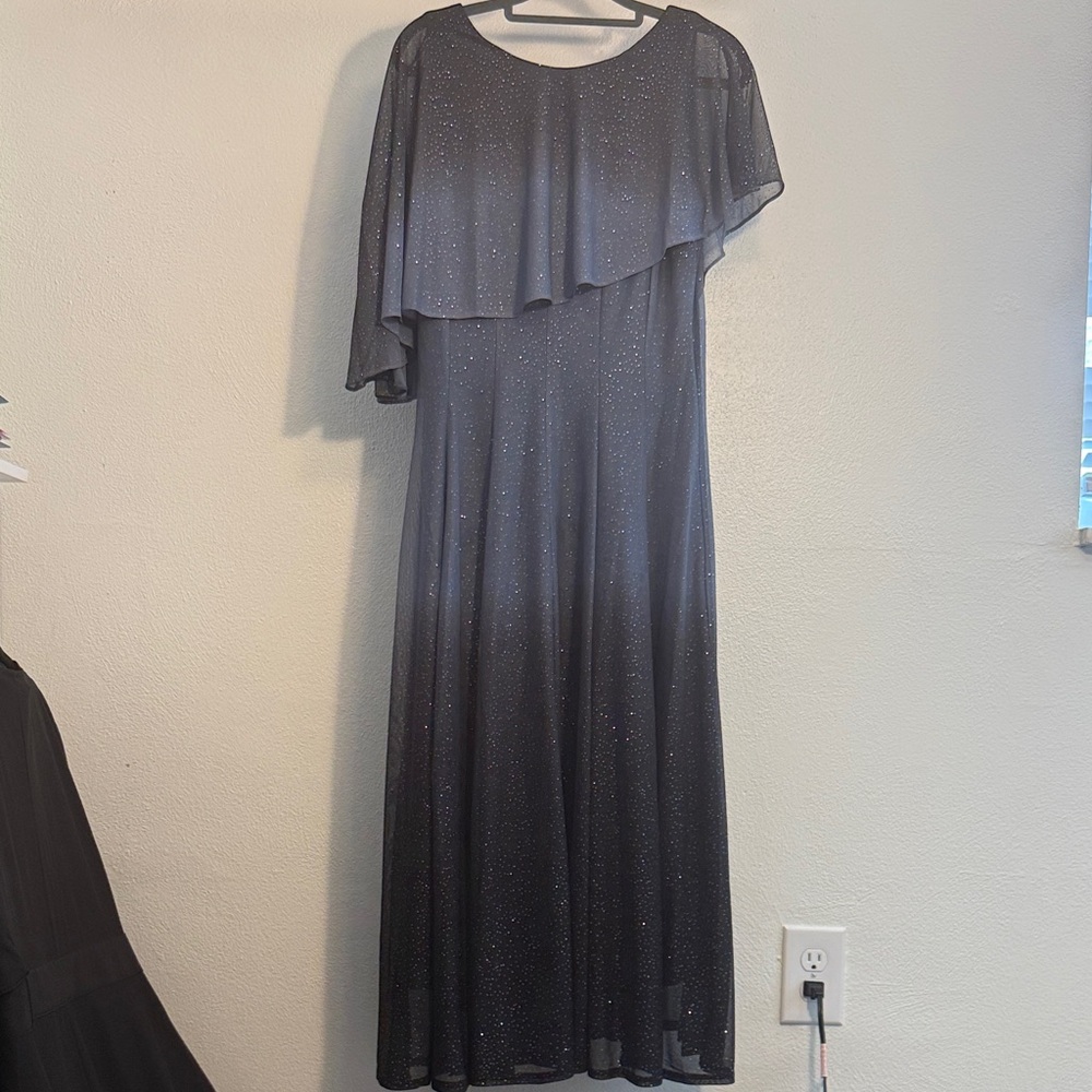 Danny & Nicole Womens Short Sleeve Ombre Midi Fit + Flare Dress
